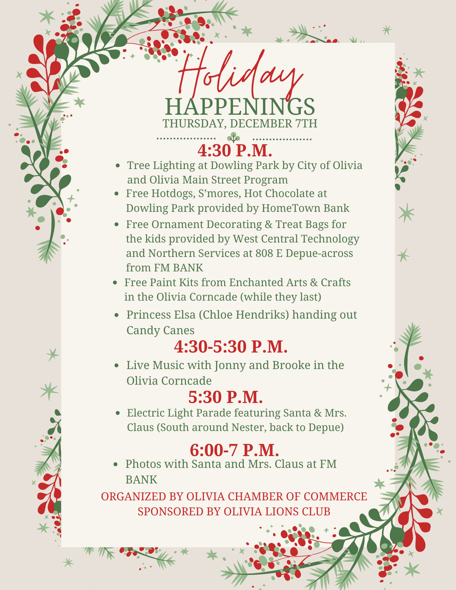 Holiday Happenings Flyer